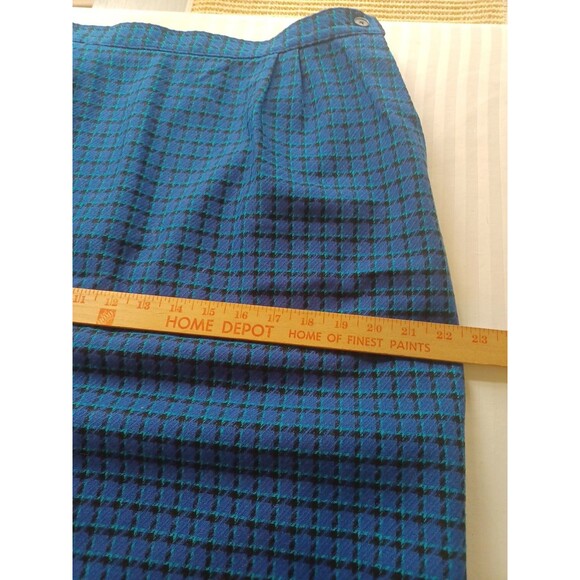 Pendleton vintage classic wool midiskirt 16 blue plaid pockets lined preppy USA - Picture 9 of 10